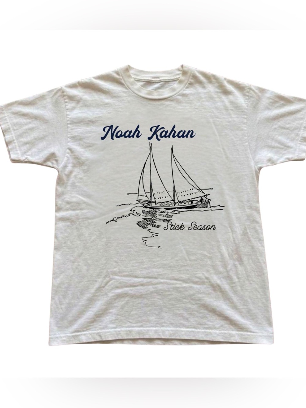 White Noah Kahan Graphic Sailboat Tee Gift For Fan